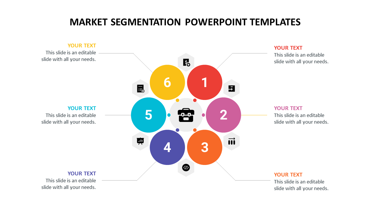 Business Market Segmentation PowerPoint Templates-Six Node